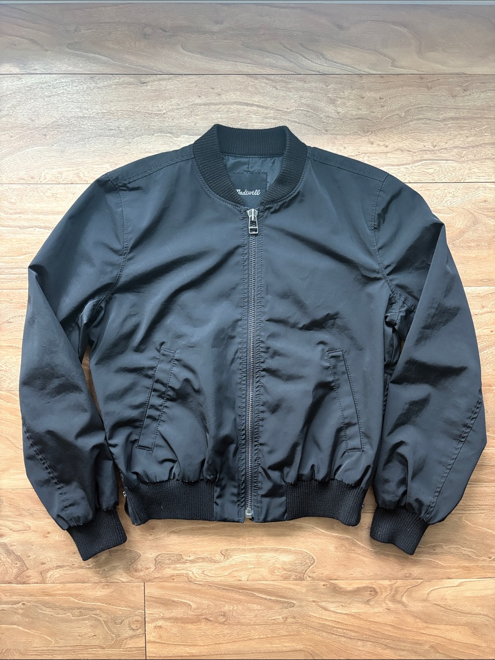 Madewell Black Bomber Jacket with Ribbed Trim